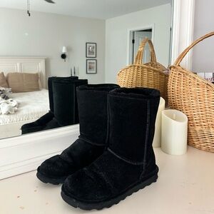 BearPaw Black Suede Mid-Calf Cozy Boots